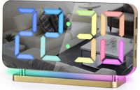 Szelam budzik cyfrowy 7.4" lustrzany złoty LED RGB tryby ściemniania
