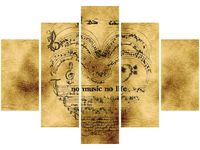 105CM 150CM OBRAZ 5 ELEM NO MUSIC NO LIFE DRUK