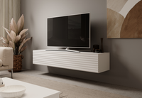 Nowoczesna Szafka RTV Wisząca 160 cm Biała KM