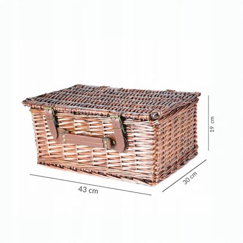 WIKLINOWY KOSZ PIKNIKOWY ZESTAW DLA 4 OSÓB ZASTAWA Z TALERZAMI KIELISZKAMI na Arena.pl