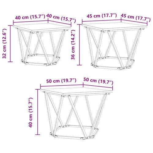 Stoliki boczne  3 szt. z dębu dymionego z drewna inżynieryjnego na Arena.pl