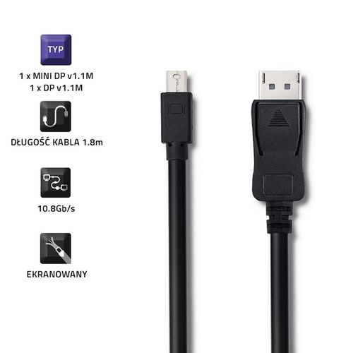 Qoltec Mini DisplayPort v1.1 męski | DisplayPort v1.1 męski | 4K | 1.8m na Arena.pl