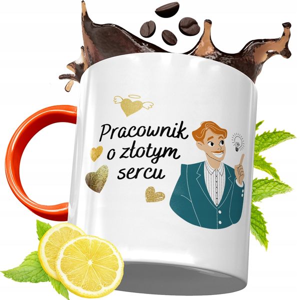 Kubek Pomarańczowy Dla Pracownika Prezent Z Nadrukiem Ze Zdjęciem zdjęcie 1