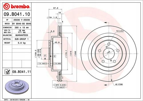 TARCZA HAM TYL 290X18 V BREMBO na Arena.pl