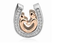 Rodowany pozłacany srebrny charms do pandora matka z dzieckiem cyrkonie srebro 925 BEAD69