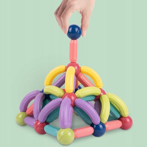 KLOCKI MAGNETYCZNE KONSTRUKCYJNE EDUKACYJNE DUŻY ZESTAW 120 ELEMENTÓW na Arena.pl