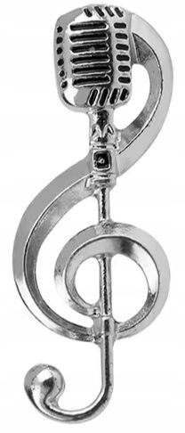 Broszka Pin Nuta Przypinka Mikrofon z Kluczem Wioliniowym Artysta Music na Arena.pl