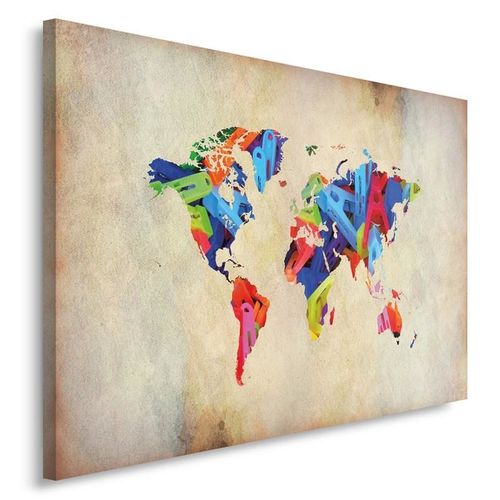 Obraz na płótnie - Canvas, Kolorowa Mapa świata 40x30 na Arena.pl
