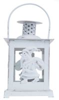 Latarnia metalowa biała z mikołajem mała