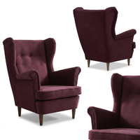 Fotel uszak skandynawski burgund śłiwkowy fioletowy bordo Ari Family Meble