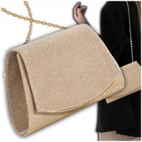 Kopertówka Wizytowa Mała ZŁOTA Torebka Wieczorowa ŁAŃCUSZEK Elegancka Mini
