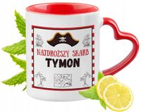 Kubek Czerwony Z Uszkiem W Kształcie Serca Dla Tymona Na Prezent