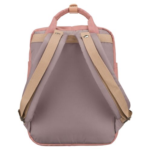 różowo-szary plecak damski z poliestru i skóry ekologicznej, na Arena.pl