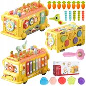 AUTOBUS EDUKACYJNY SORTER MONTESSORI CYMBAŁKI ZŁAP ROBACZKA KLOCKI