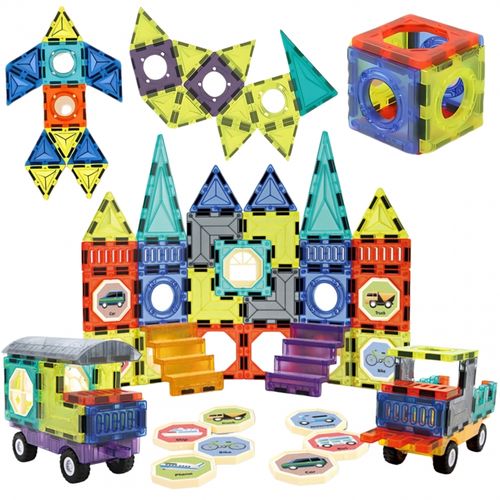 WOOPIE Klocki Magnetyczne 3D Zestaw Zamek Pojazdy 71el. na Arena.pl