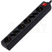 Listwa zasilająca 8 gniazd (4x16A + 4x2,5A) Schuko z wyłącznikiem czarna 1,