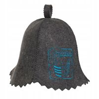 SAUNA KAPELUSZ - CZAPKA DO SAUNY 100% WEŁNA OWCZA SZARA LOGO TURKUS
