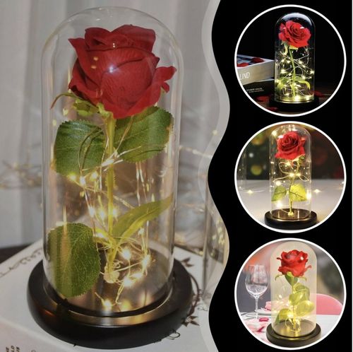 WIECZNA RÓŻA W SZKLE LED PREZENT NA DZIEŃ BABCI KOBIET WALENTYNKI GRAWER na Arena.pl