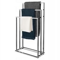 STOJAK NA RĘCZNIKI ŁAZIENKOWE WIESZAK PODŁOGOWY 3 POZIOMOWY CHROMOWANY
