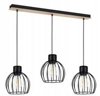Lampa wisząca zwis żyrandol sufitowa LOFT klosz KULA metal Drewno na 3x E27