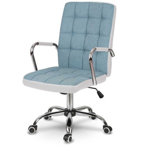 Fotel biurowy materiałowy Benton niebiesko-biały na Arena.pl