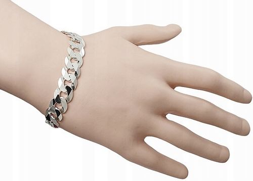 Srebrna Bransoletka Męska Pancerka 1,20 cm Diamentowana 925 Grawer Gratis na Arena.pl