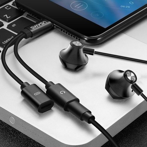 USAMS Adapter 2w1 Lightning czarny na Arena.pl
