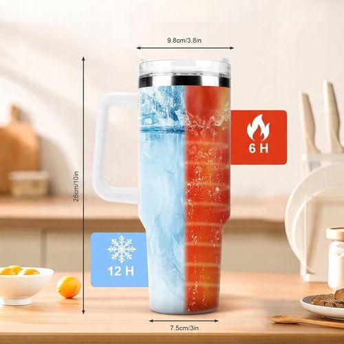 DUŻY KUBEK TERMICZNY Z UCHWYTEM I SŁOMKĄ TERMOS DUŻY 1200ML BIAŁY na Arena.pl