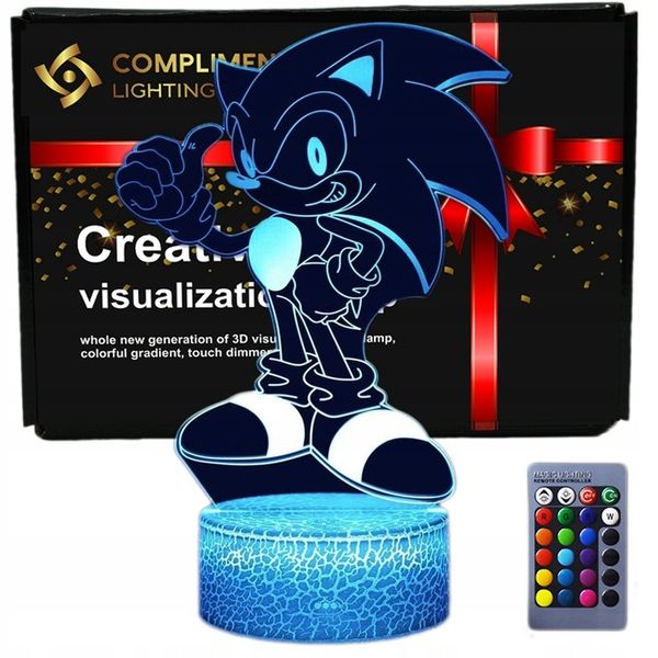 Lampka 3D nocna led usb Mały Sonic z bajki zdjęcie 1