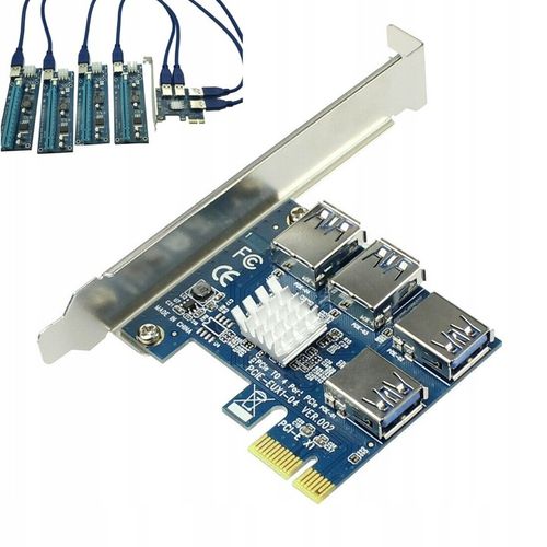 Adapter PCI-E USB Riser SPLITTER + 4x RISER 010s na Arena.pl