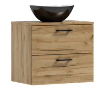 Szafka łazienkowa wisząca LUNA 60 dąb craft złoty z umywalką Eliza C (W1)