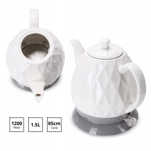 CZAJNIK ELEKTRYCZNY BEZPRZEWODOWY CERAMICZNY KAMILLE 1200 W 1,5 L na Arena.pl