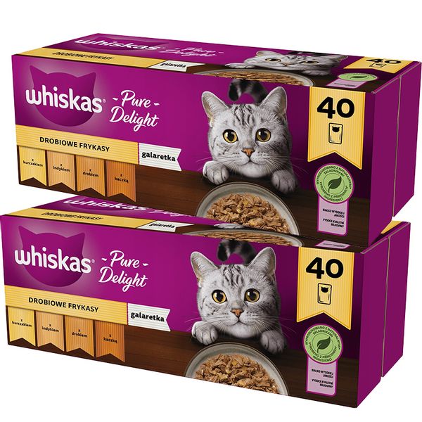Whiskas Karma dla kotów Pure Delight drobiowe frykasy w galaretce 85 g x 80 zdjęcie 1