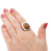 Pierścionek regulowany z owalnym Tygrysim Okiem w srebrze