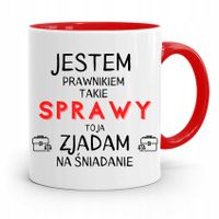 Kubek Czerwony Prawnika Zjadam Na Śniadanie Z Nadrukiem Ze Zdjęciem