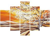 70 100CM OBRAZ 5 ELEM KWITNĄCE DRZEWO DRUK PŁÓTNO