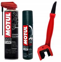 Zestaw Zmywacz + Smar MOTUL + Szczotka do łańcucha motocyklowego,