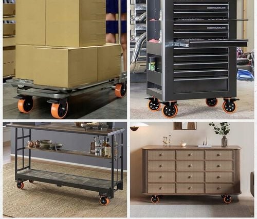 ZESTAW JEZDNY KÓŁ 125MM KÓŁEK KOŁA OBROTOWE Z HAMULCEM 400 KG DO WÓZKA na Arena.pl