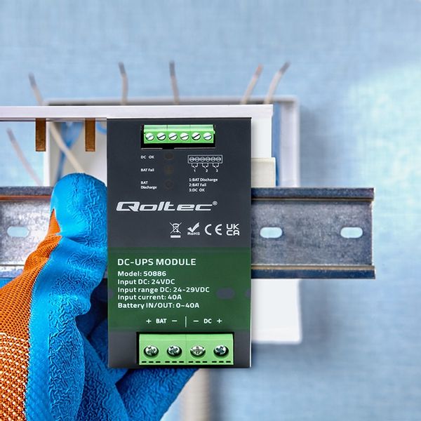 Qoltec Moduł UPS DC na szynę DIN 40A 24V zdjęcie 3