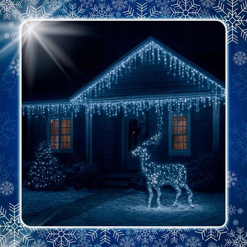 SOPLE 500 LED biały zimny + FLASH LAMPKI ZEWNĘTRZNE 23m GIRLANDA Kurtyna na Arena.pl