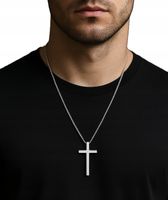 Srebrny Naszyjnik Vintage Krzyżyk Krzyż Łańcuszek STAL Punk Gothic