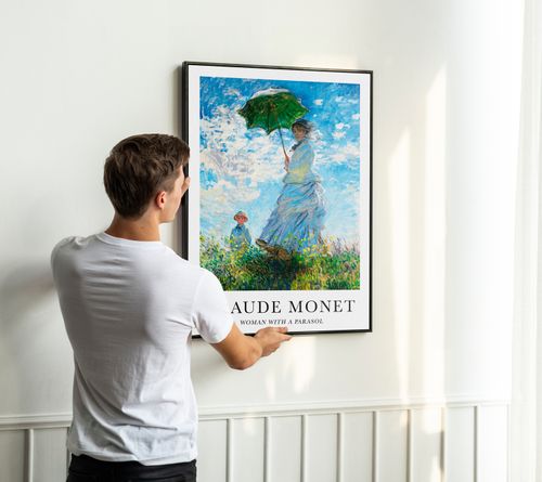 Plakat Claude Monet parasol 50x70 cm w czarnej ramie na Arena.pl