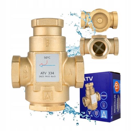 ZAWÓR TEMPERATUROWY OCHRONY POWROTU KOTŁA ATV 334 DN25 Ø 1" CAL 9 m³/h na Arena.pl