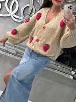 SWETER ROZPINANY OWOCE 3D BEŻ BESTSELLER