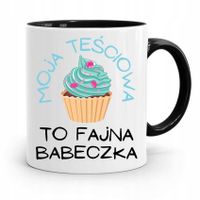 Kubek Czarny Prezent Dla Teściowej Fajna Babeczka Z Nadrukiem Ze Zdjęciem