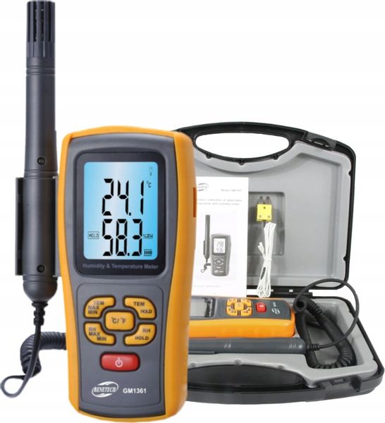 HIGROMETR MIERNIK WILGOTNOŚĆ TEMPERATURA POWIETRZA TERMOHIGROMETR BENETECH zdjęcie 1