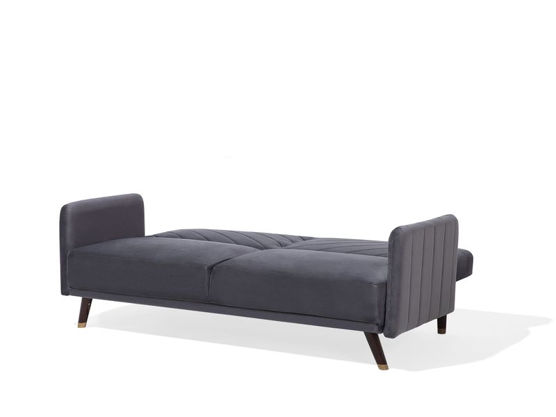 Sofa rozkładana welurowa szara SENJA zdjęcie 4