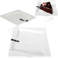 TALERZYK PORCELANOWY 14CM KWADRATOWY BIAŁY VIVA NA CIASTO TORT PRZEKĄSKI