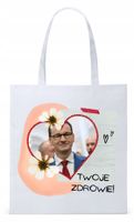 Mateusz Morawiecki Pis Torba Eco Biała Shopper Z Nadrukiem Ze Zdjęciem