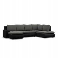 NAROŻNIK FORESTA XXL Z OTOMANĄ POPIEL CZARNY KANAPA Rogówka